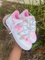 All Custom Hand Painted Pink Rhinestone Air Force 1 Sneakers