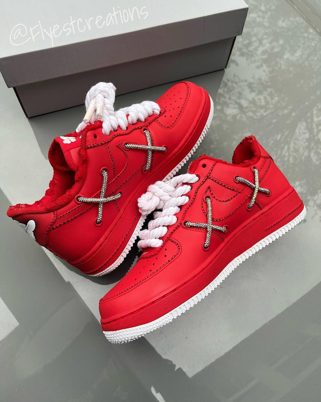 Hand Painted Red KAWS Custom Air Force 1 Sneakers