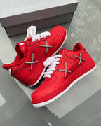 Hand Painted Red KAWS Custom Air Force 1 Sneakers