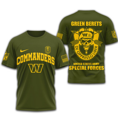 Washington Commanders | Premium NFL Green Berets 3D Shirt TD