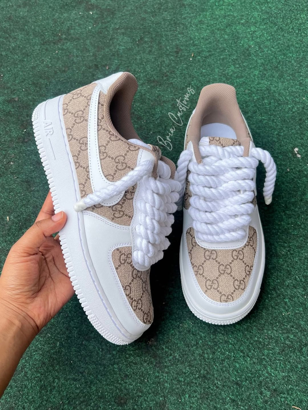 Custom Handmade Air Force 1 Sneakers with Rope Laces