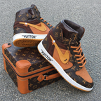 Hand Painted Custom Brown Air Jordan 1 High Sneakers