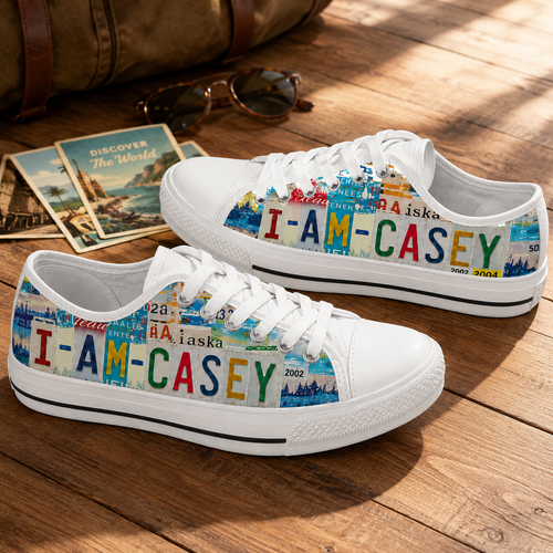 Casey License Plate Low Top Shoes – Personalized Custom Name Gift