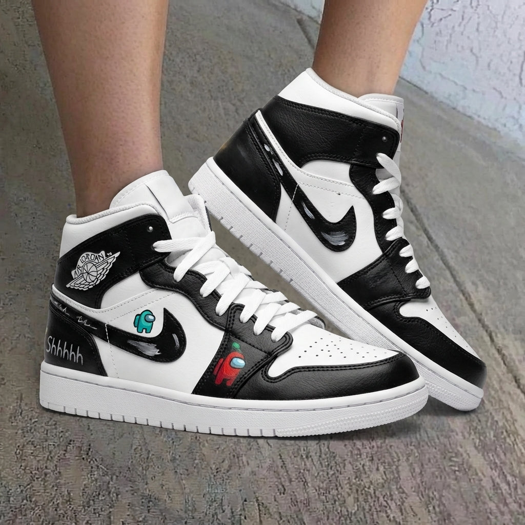 Among Us Characters White Black Custom Air Jordan 1
