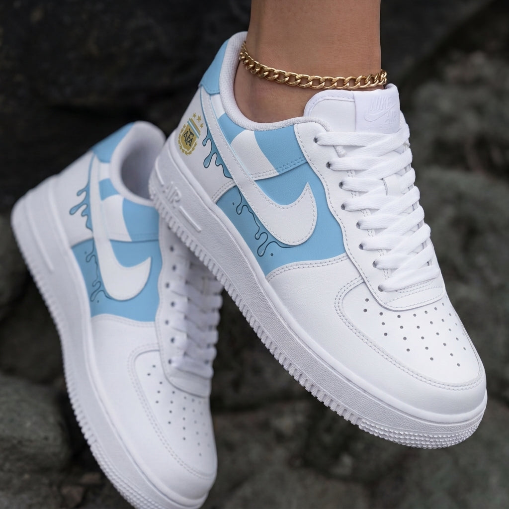 Argentina Drip White Baby Blue Custom Air Force 1