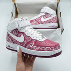 Bandana Pattern Maroon White Custom Air Force 1
