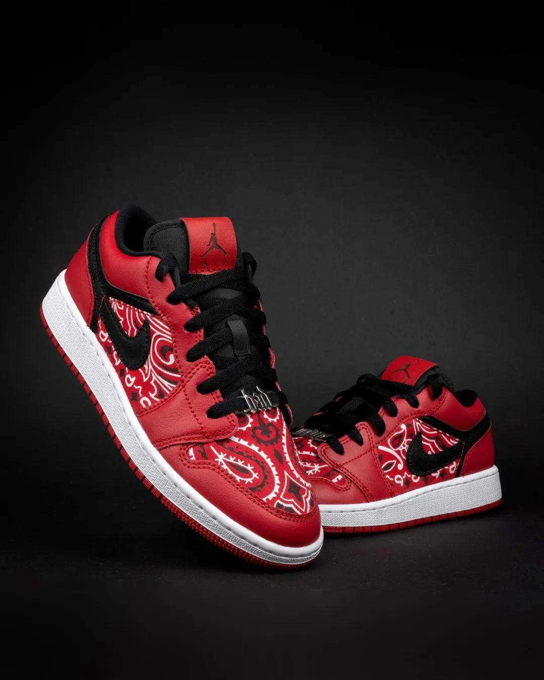 Bandana Pattern Red Black White Custom Air Jordan 1