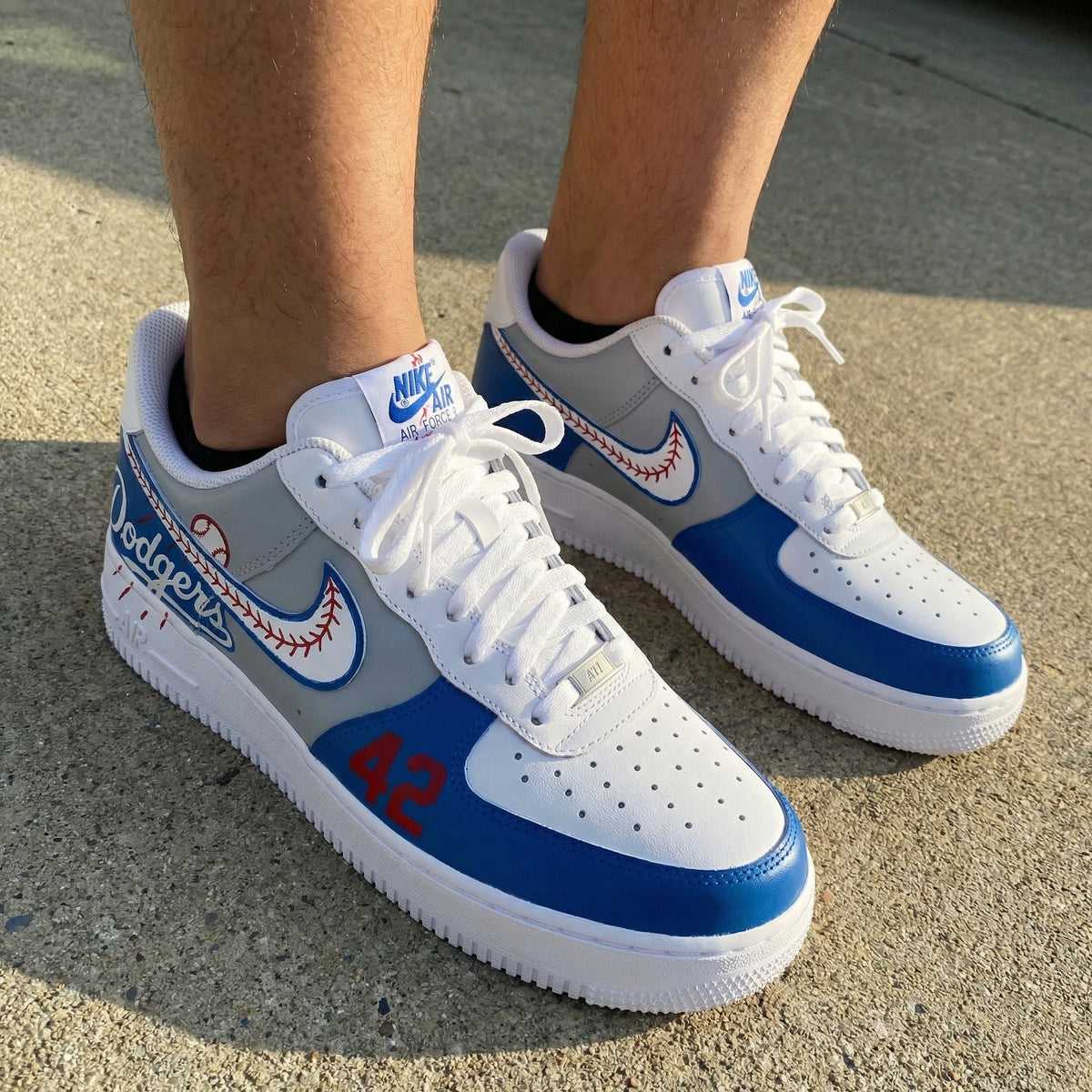 Baseball Dodgers Gray And Blue Custom Air Force 1