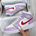 Baseball Pattern Baby Purple Red Custom Air Jordan 1