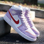 Baseball Pattern Baby Purple Red Custom Air Jordan 1