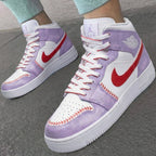 Baseball Pattern Baby Purple Red Custom Air Jordan 1