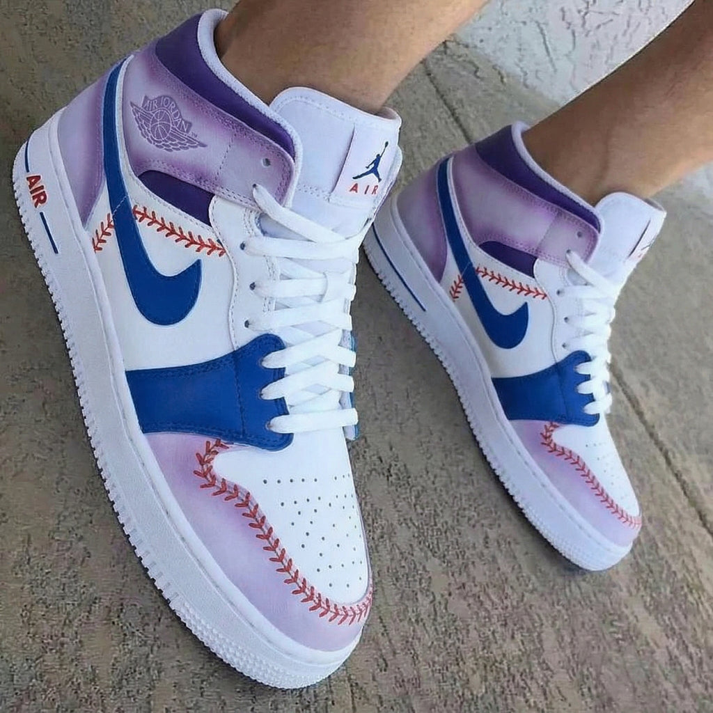 Baseball Pattern Purple Blue Custom Air Force 1