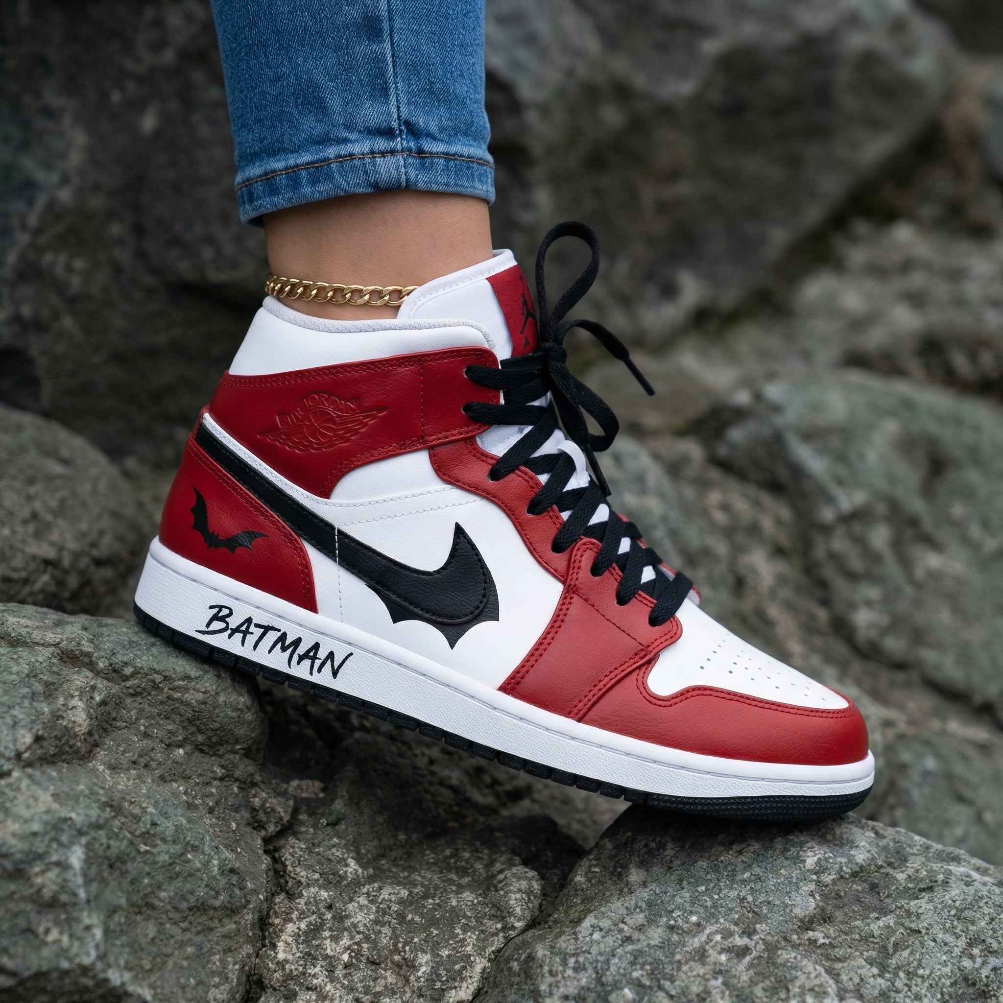 Batman Bats Red Black Custom Air Jordan 1