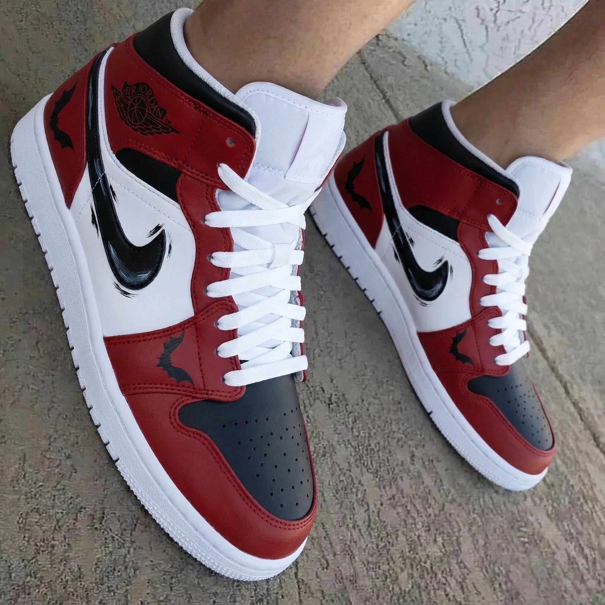 Bats Red Black Custom Air Jordan 1