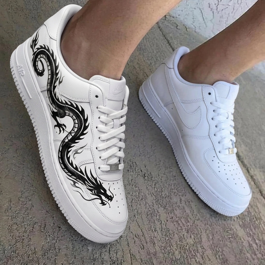 Black Dragon White Black Custom Air Force 1