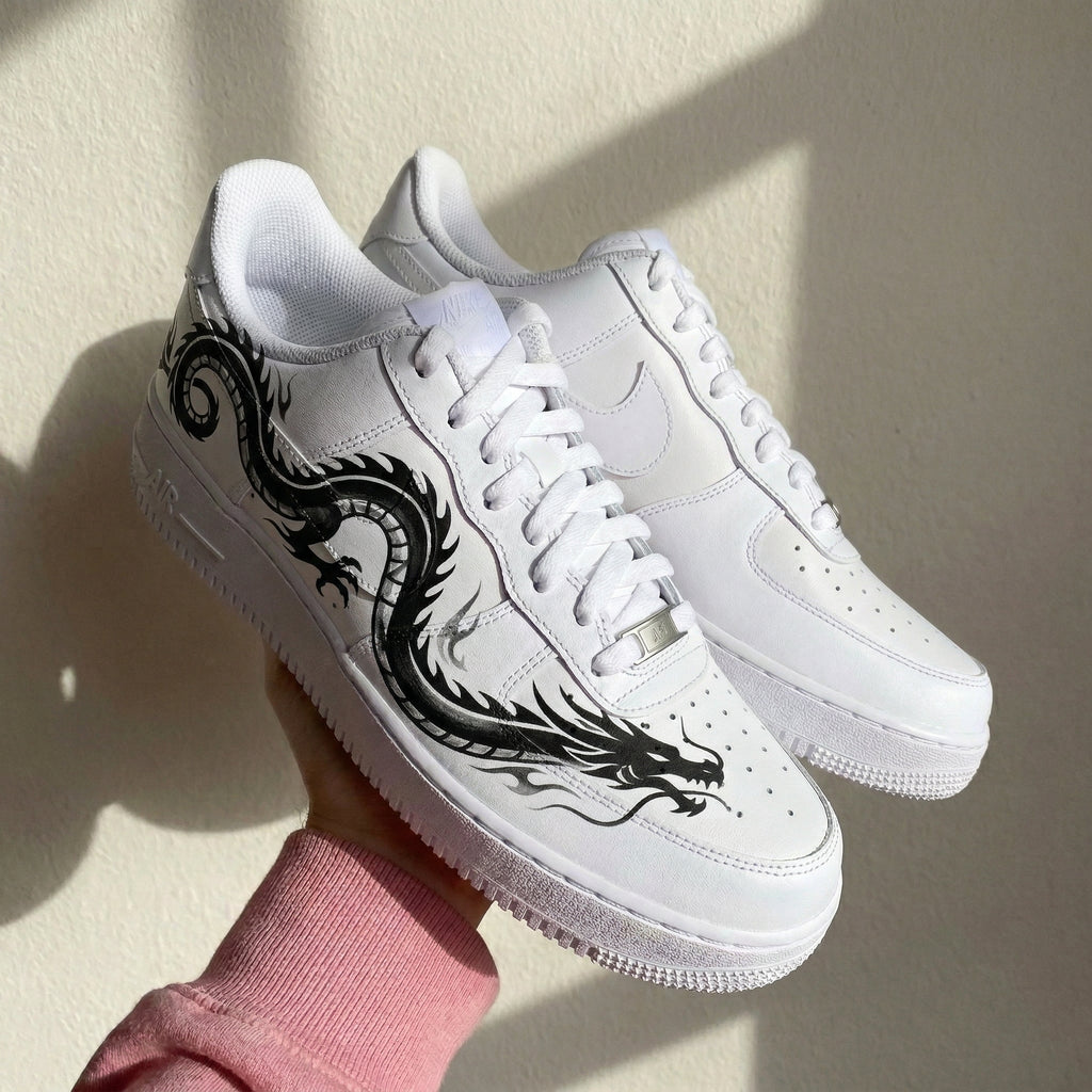 Black Dragon White Black Custom Air Force 1