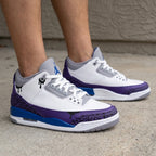 Black Drip Crackle Purple Blue Grey Custom Air Jordan 3