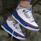 Black Drip Crackle Purple Blue Grey Custom Air Jordan 3