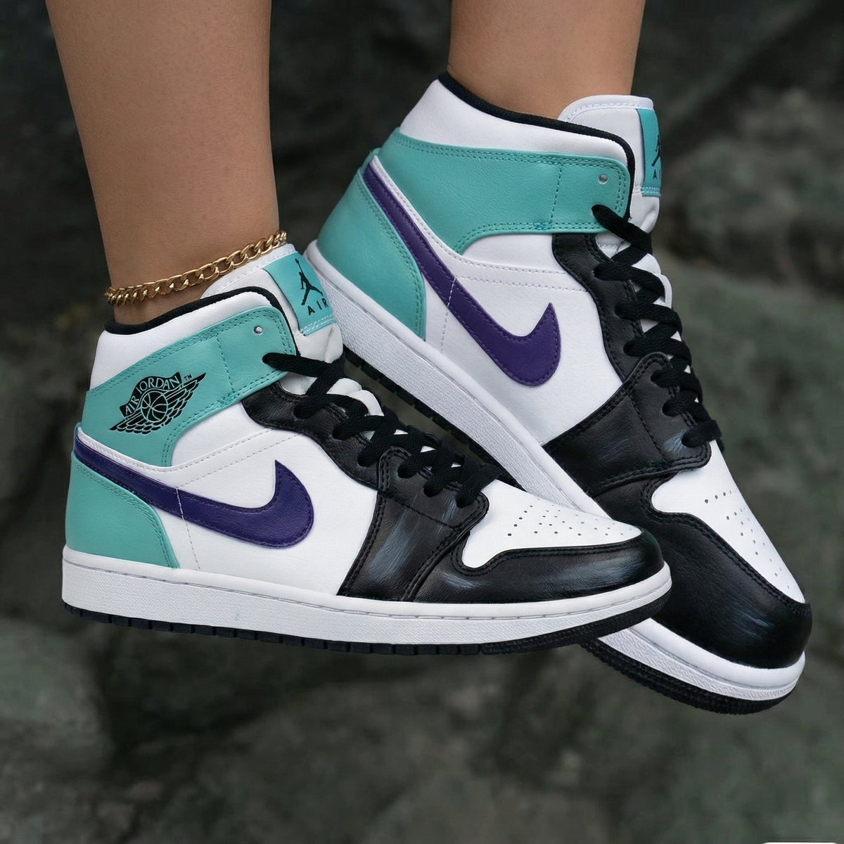 Black Green Purple Custom Air Jordan 1