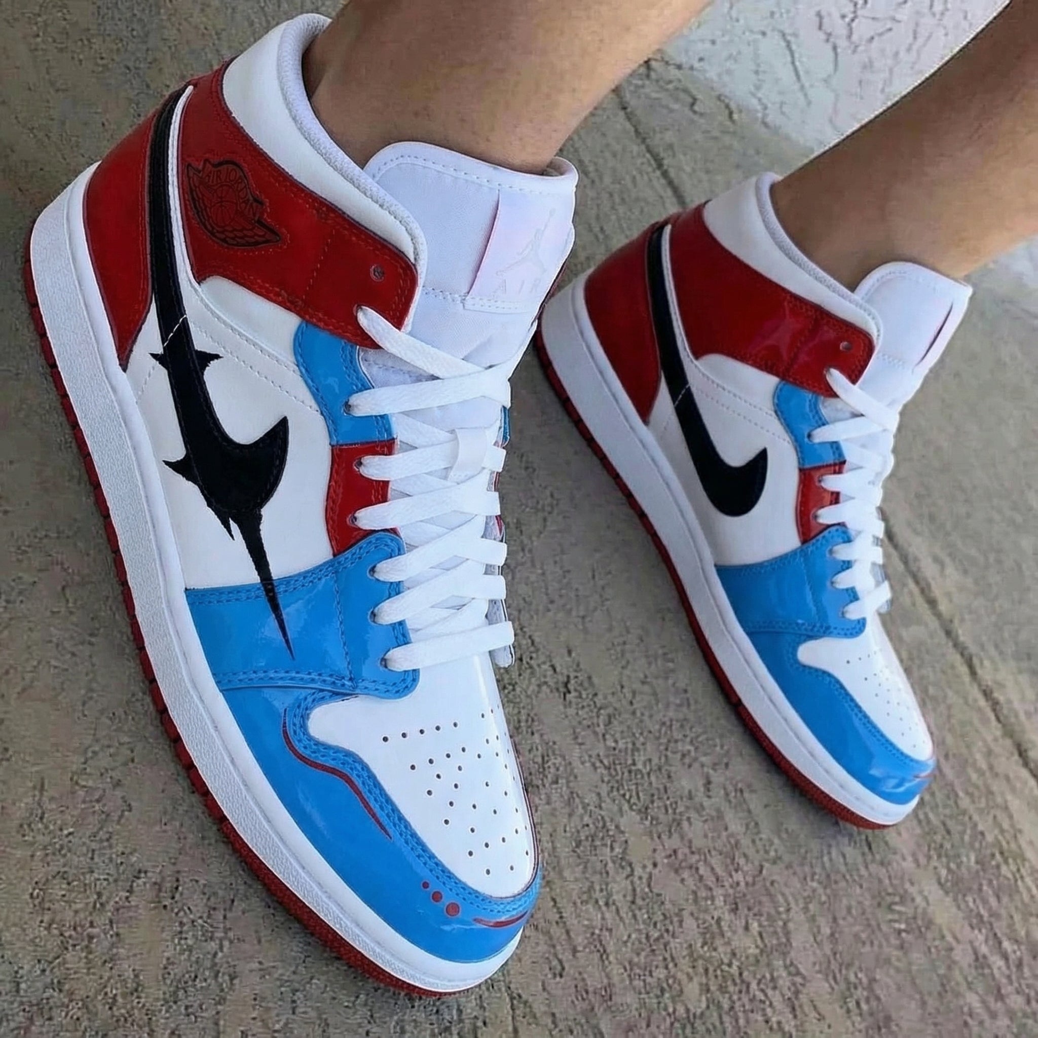 Black Spike Swoosh Red Blue Custom Air Jordan 1