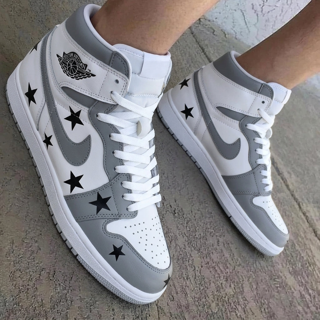 Black Stars Gray Custom Air Jordan 1