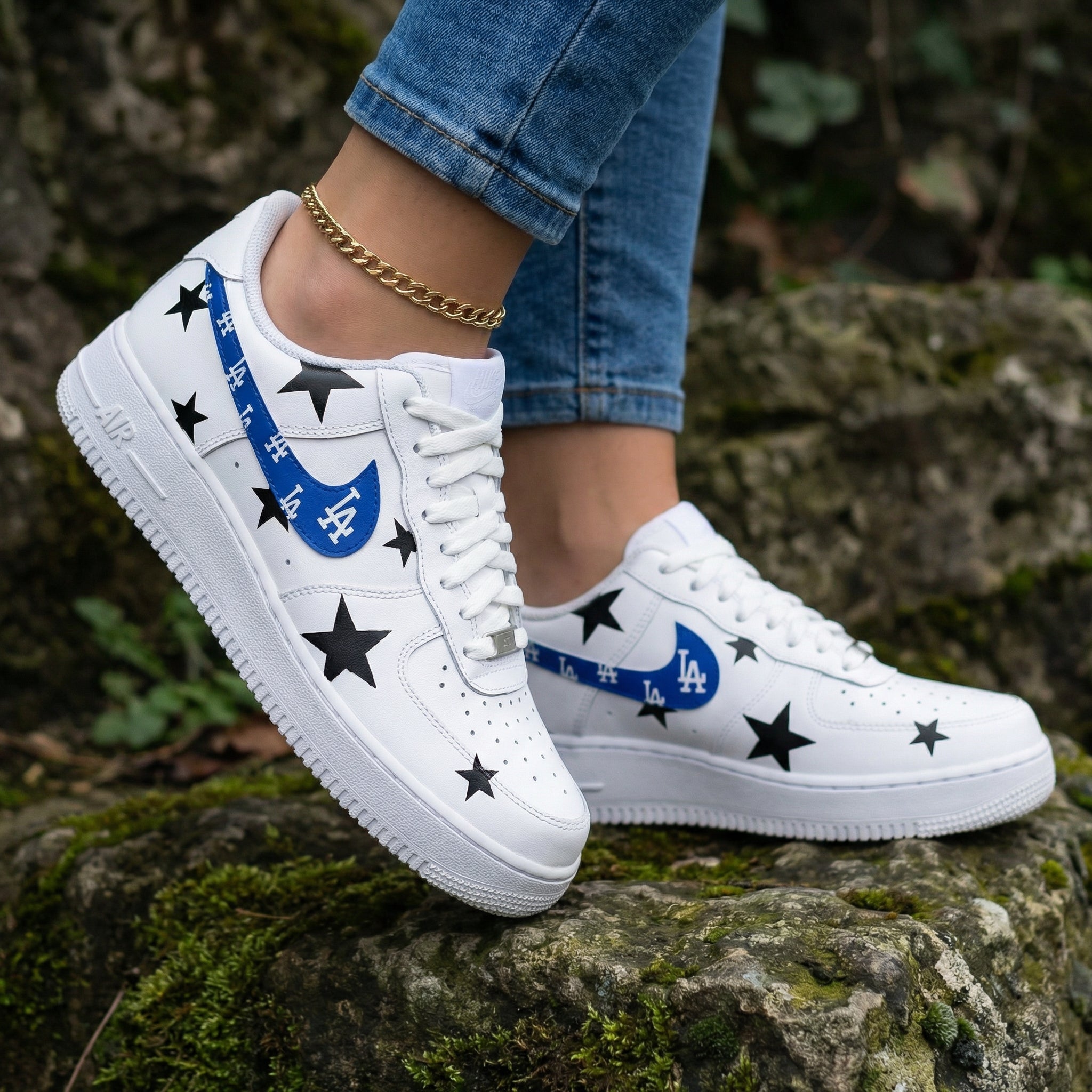 Black Stars LA Blue Black Custom Air Force 1