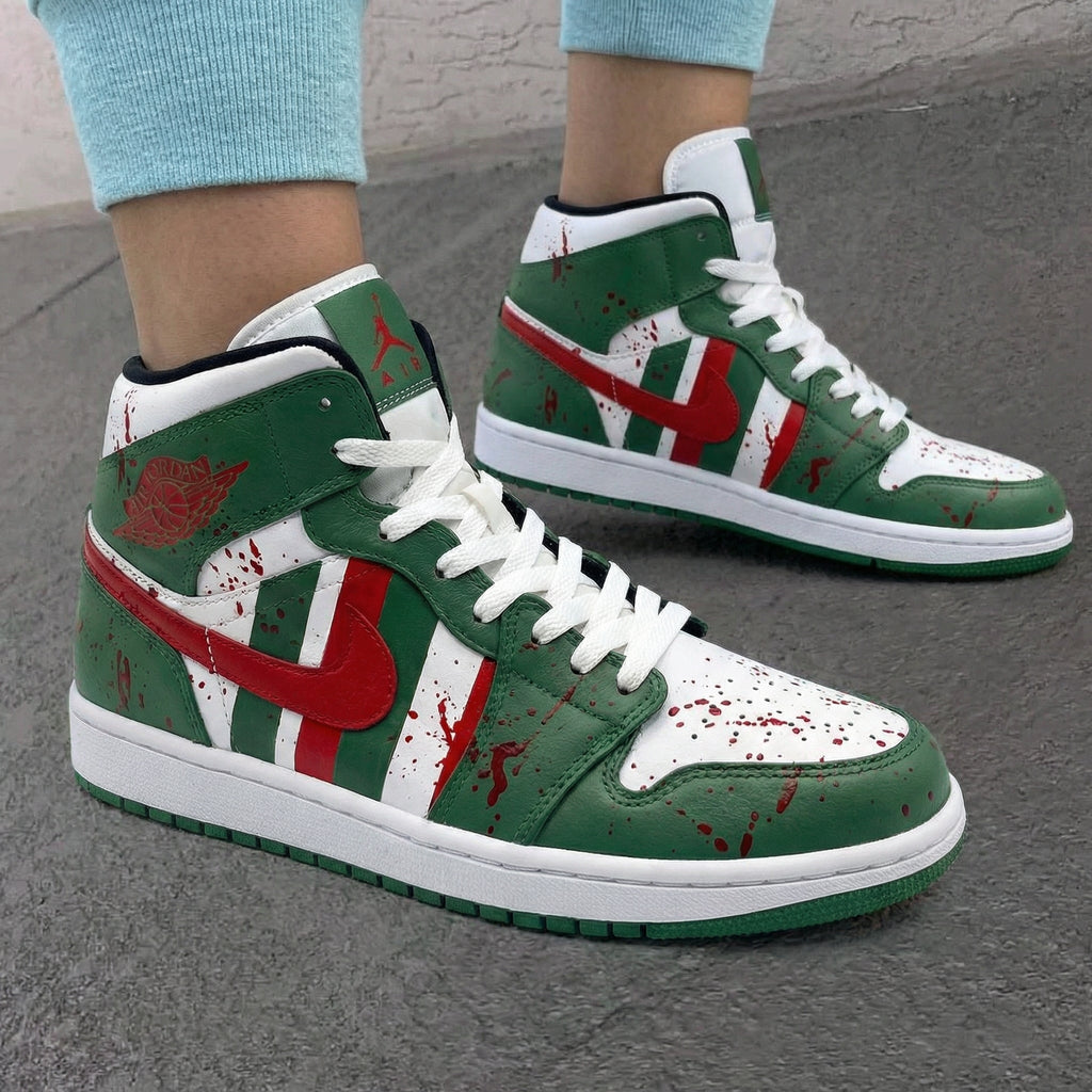 Blood - Splatter Green Red Custom Air Jordan 1