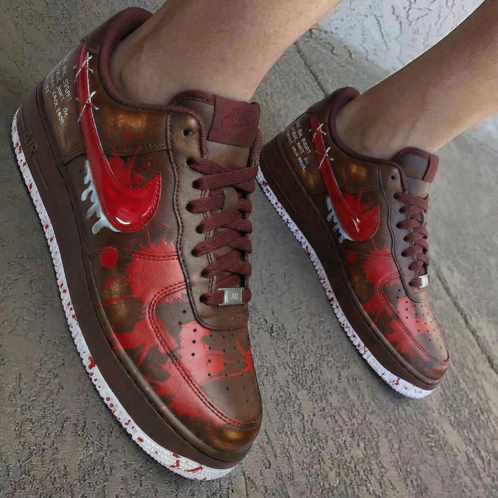 Blood Splatter Pattern Brown Red Custom Air Force 1