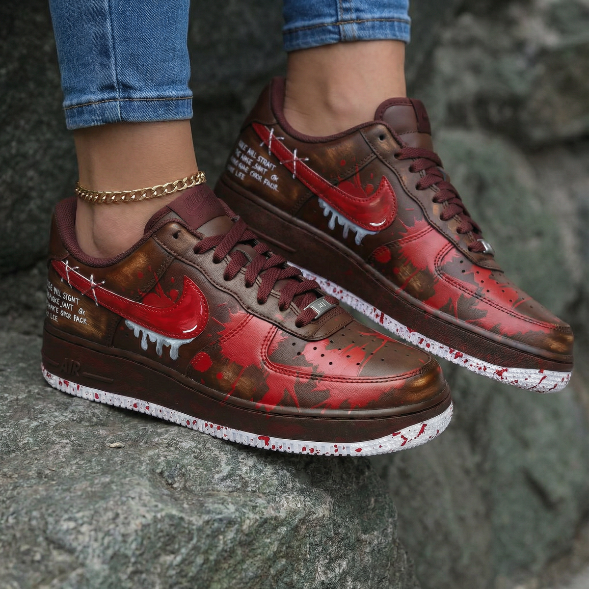 Blood Splatter Pattern Brown Red Custom Air Force 1