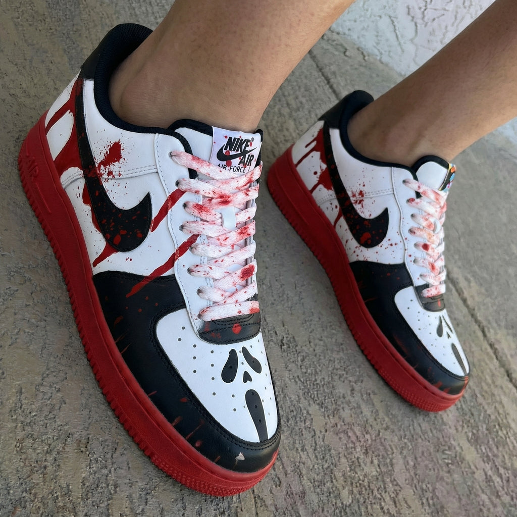 Blood Splatter Skull Black Red Custom Air Force 1