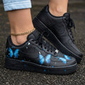 Blue Butterflies Black Custom Air Force 1