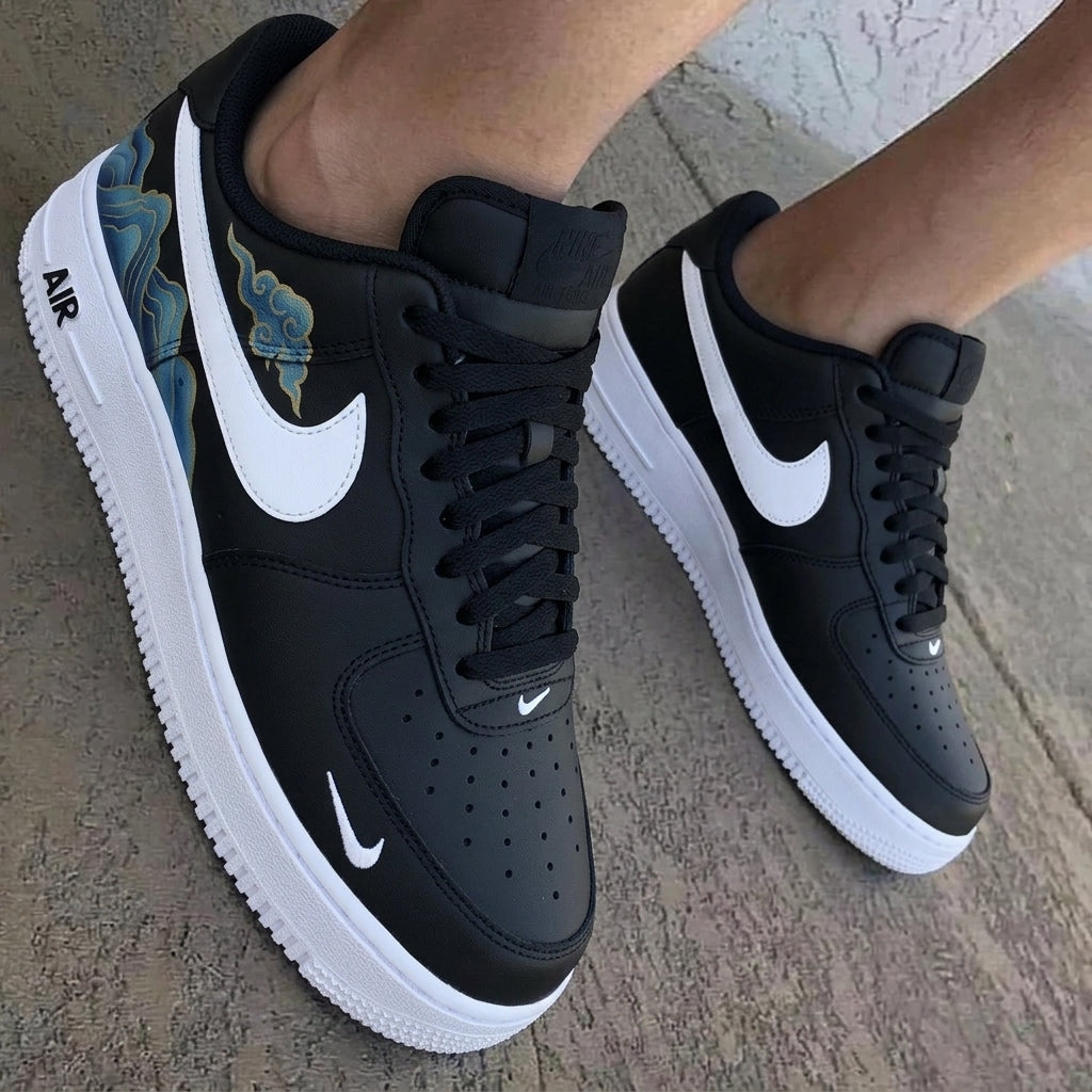 Blue Gold Cloud Black Custom Air Force 1