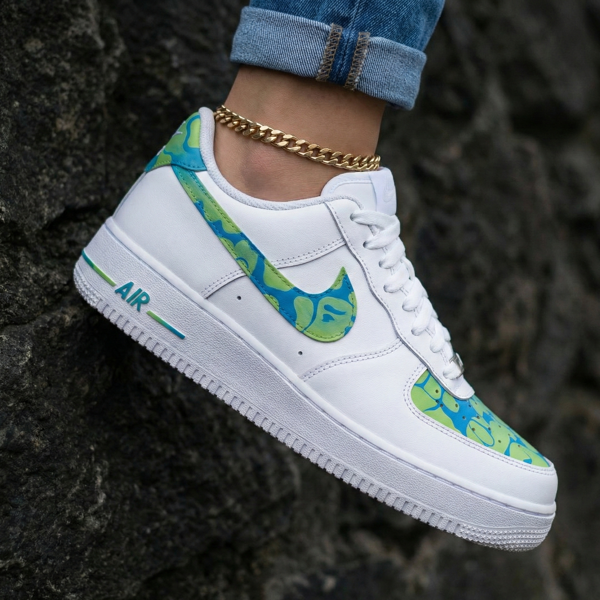 Blue Green Pattern Custom Air Force 1