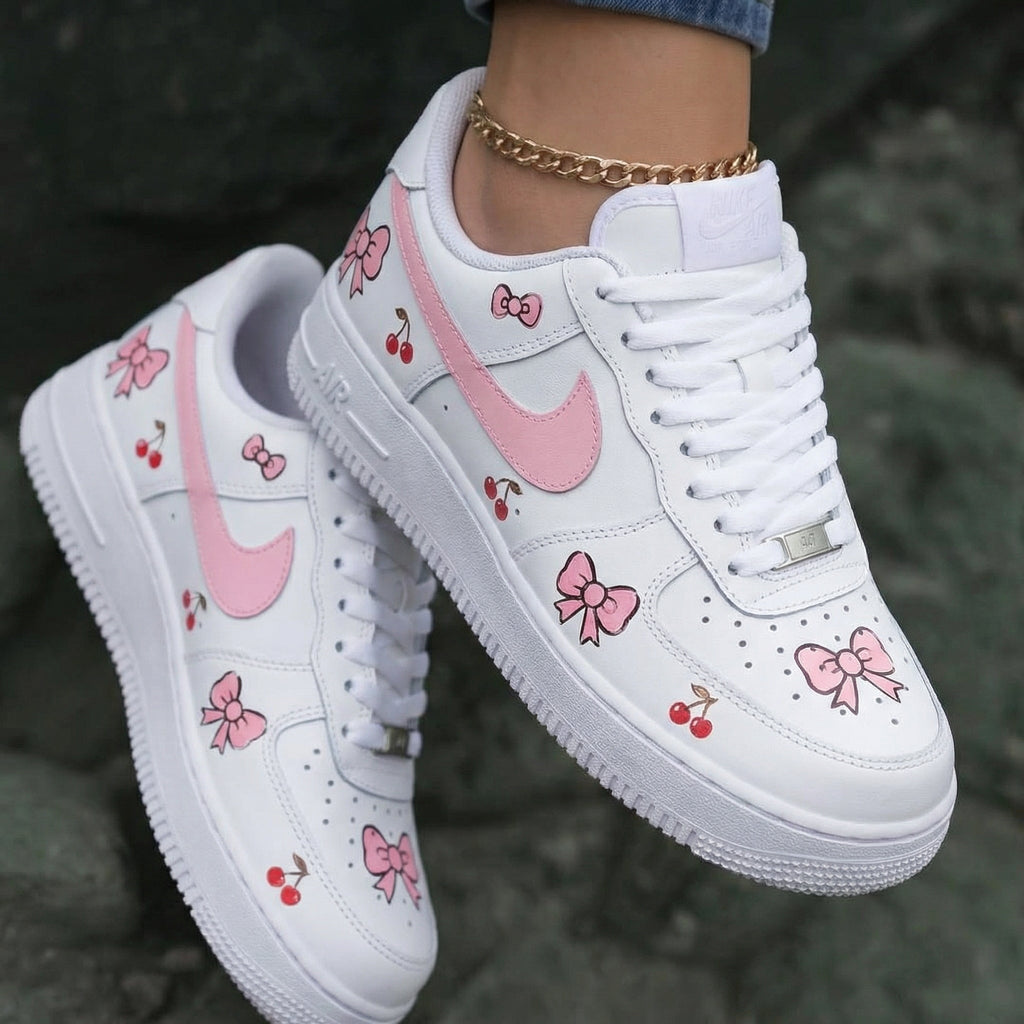 Bows Cherries Baby Pink Custom Air Force 1