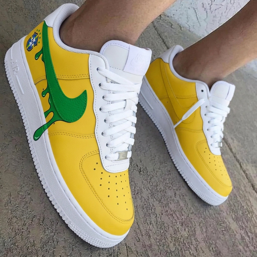 Brazil Drippy Yellow Green Custom Air Force 1