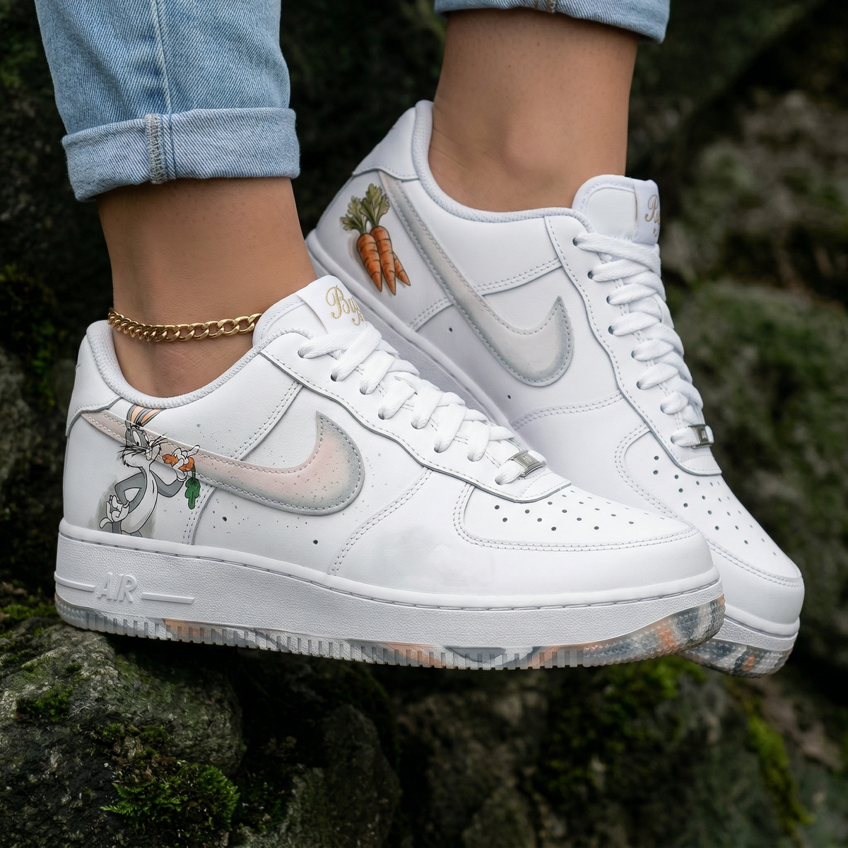 Bugs Bunny Carrots Baby Blue Orange Custom Air Force 1