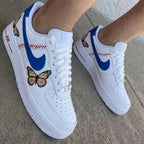 Butterflies and Baseball Stitch Blue Custom Air Force 1