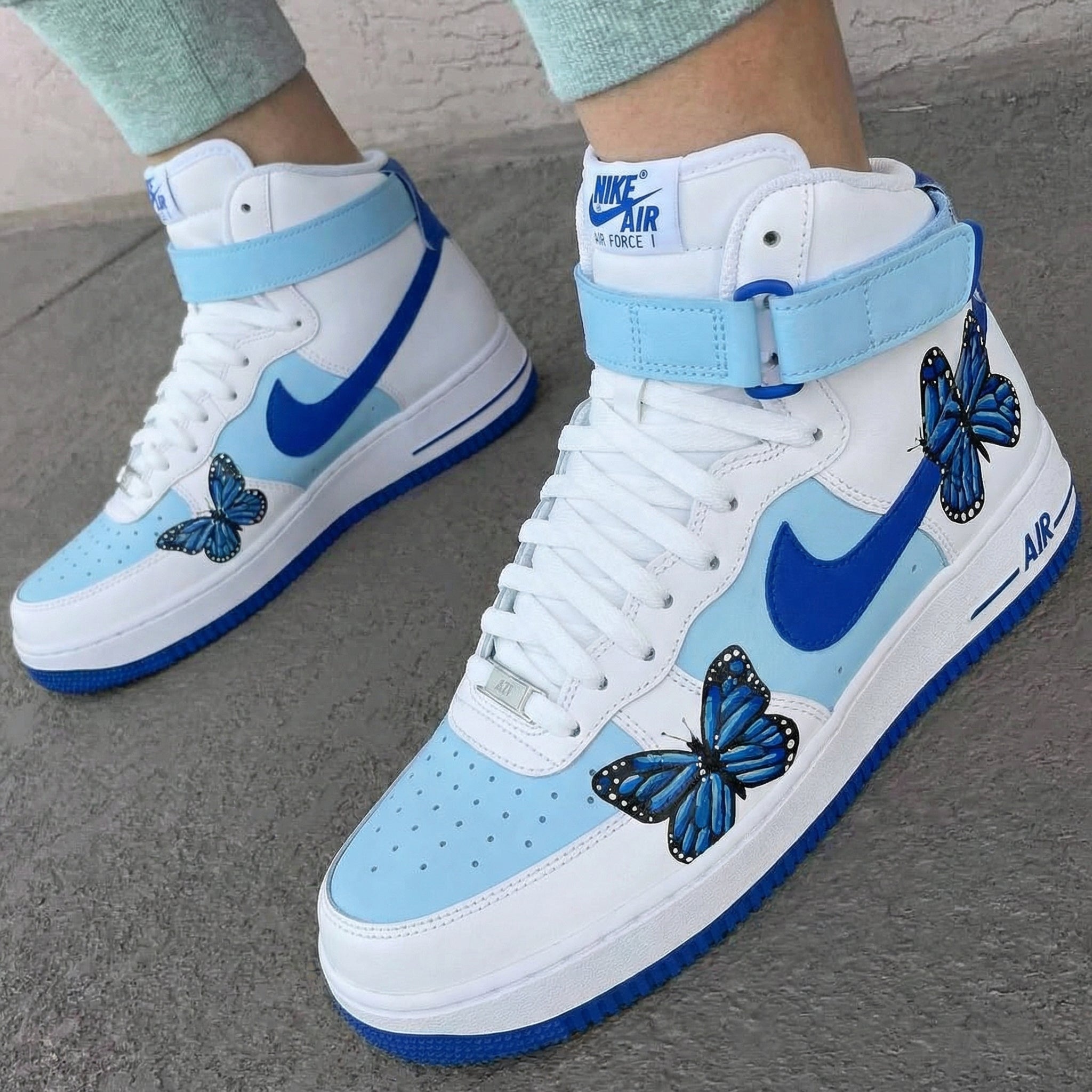 Butterflies Baby Blue and Blue Custom Air Force 1