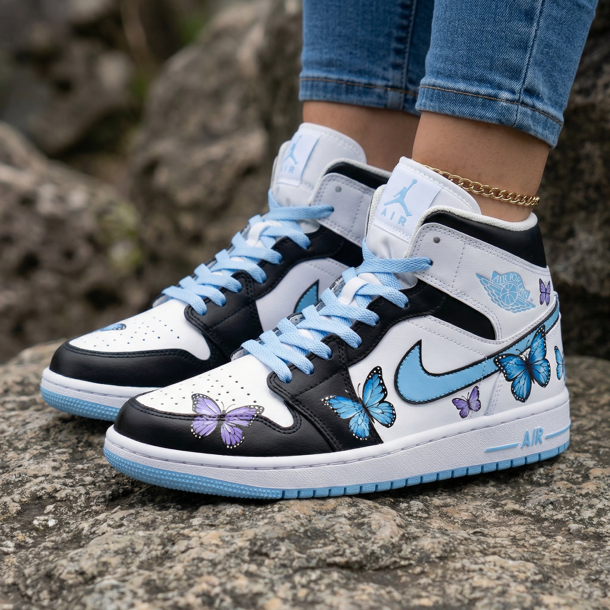 Butterflies Baby Blue Custom Air Jordan 1
