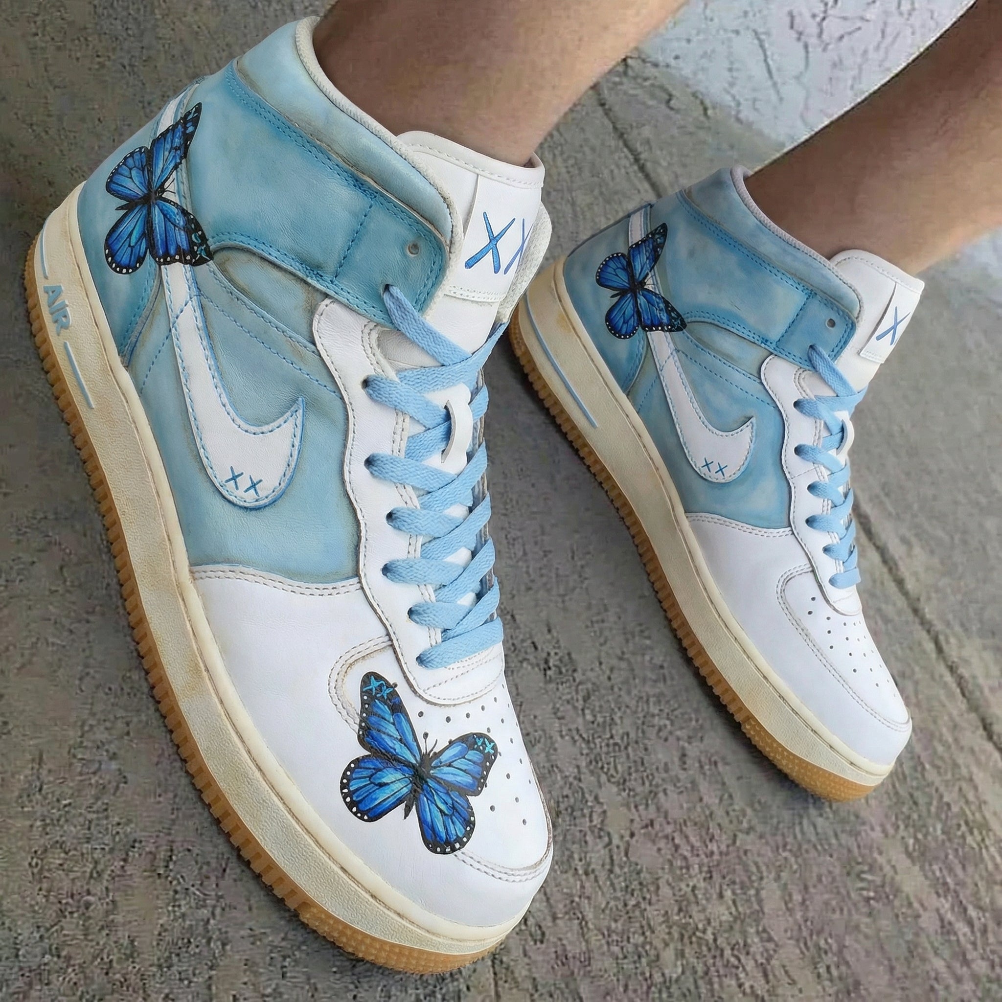 Butterflies Baby Blue White Custom Air Force 1