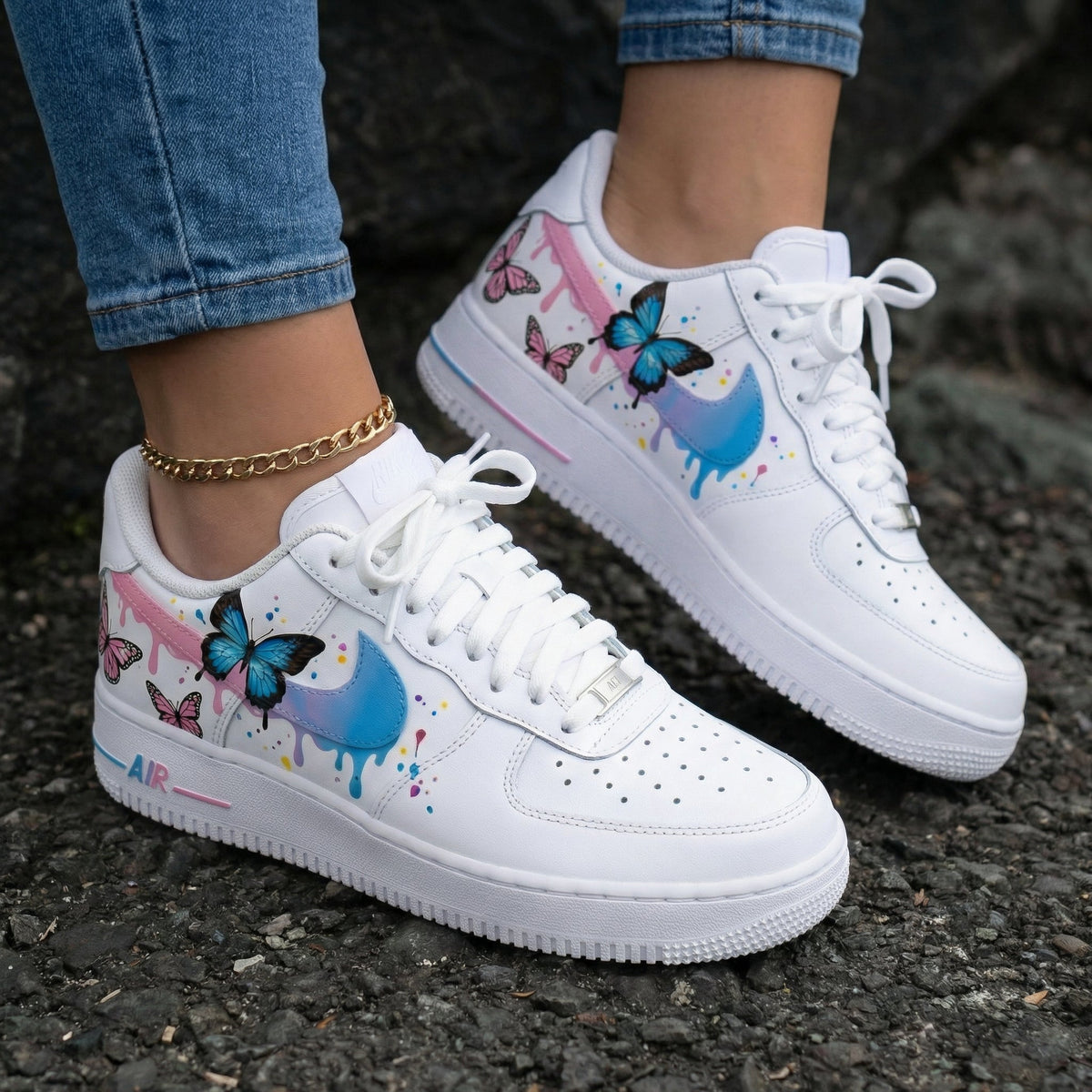 Butterflies Baby Pink Blue Custom Air Force 1