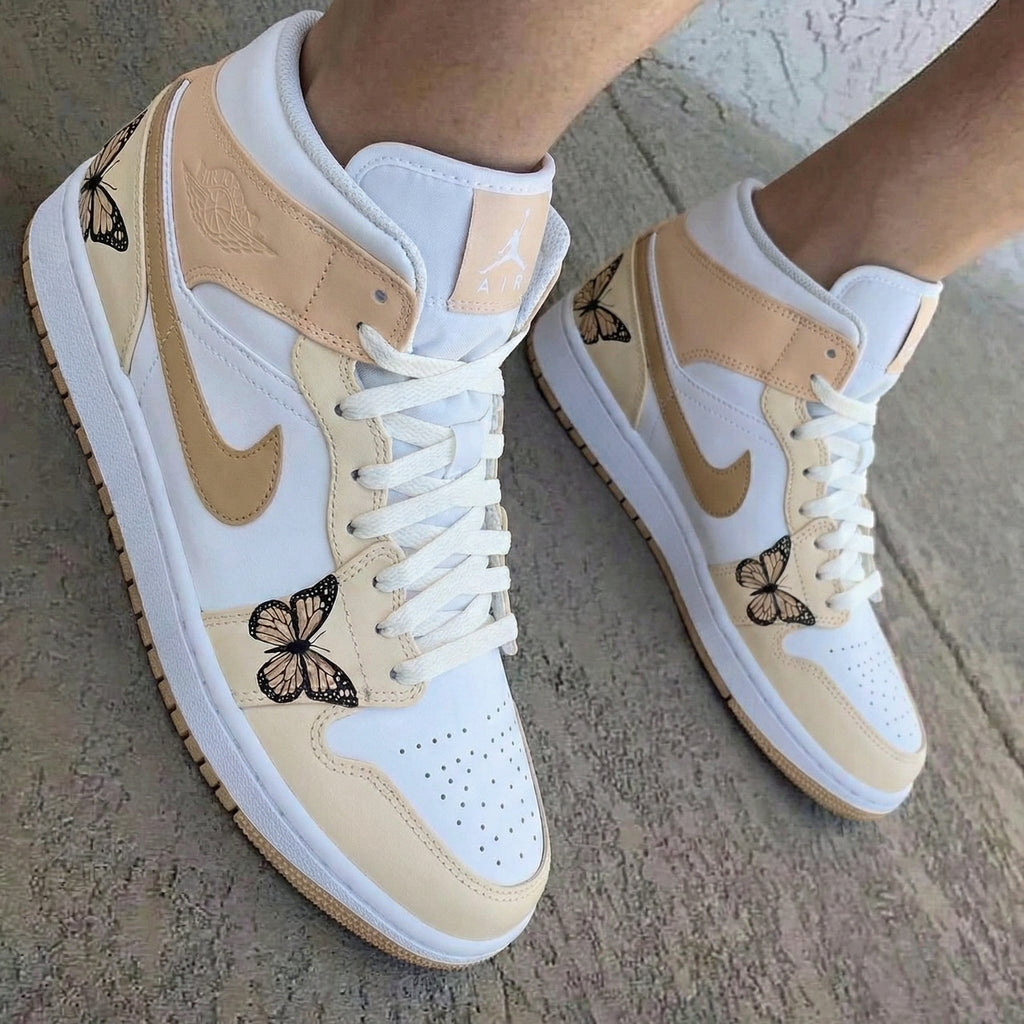 Butterflies Beige White Custom Air Jordan 1