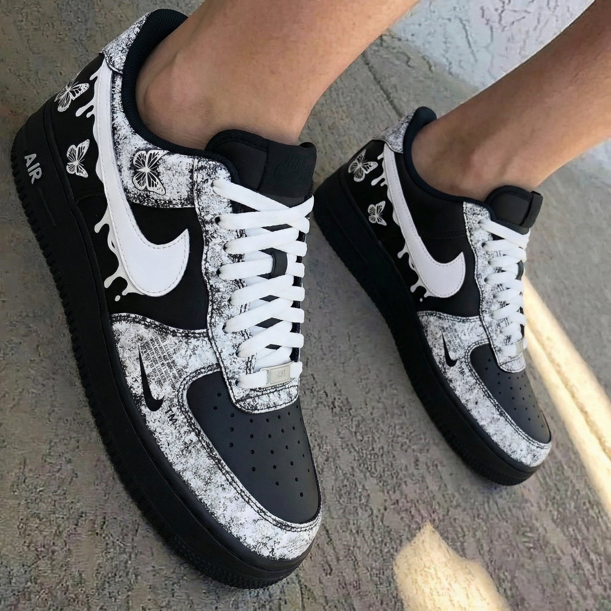 Butterflies Black White Custom Air Force 1