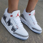 Butterflies Cement Print Gray Red Custom Air Jordan 3
