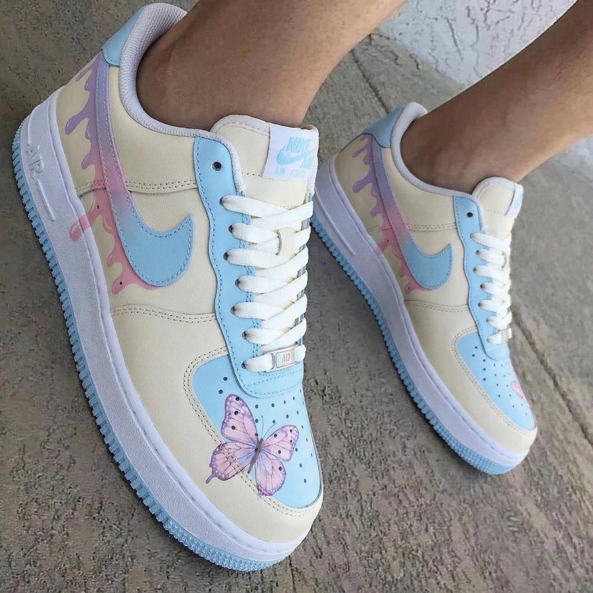 Butterflies Drip Baby Blue Baby Pink Custom Air Force 1