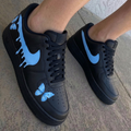 Butterflies Dripping Baby Blue Black Custom Air Force 1
