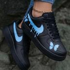 Butterflies Dripping Baby Blue Black Custom Air Force 1