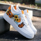 Butterflies Flowers Orange Custom Air Force 1