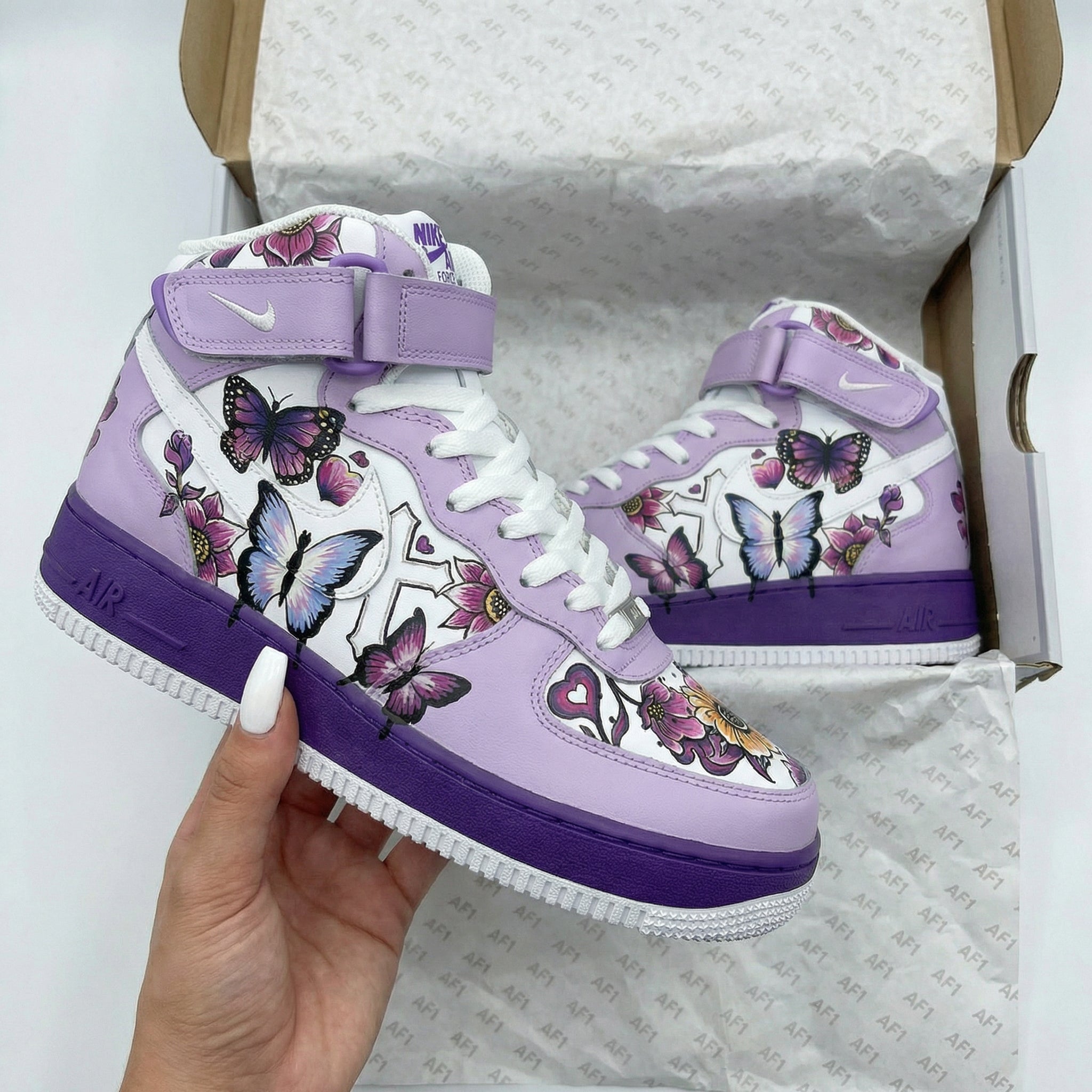 Butterflies Flowers Purple Custom Air Force 1