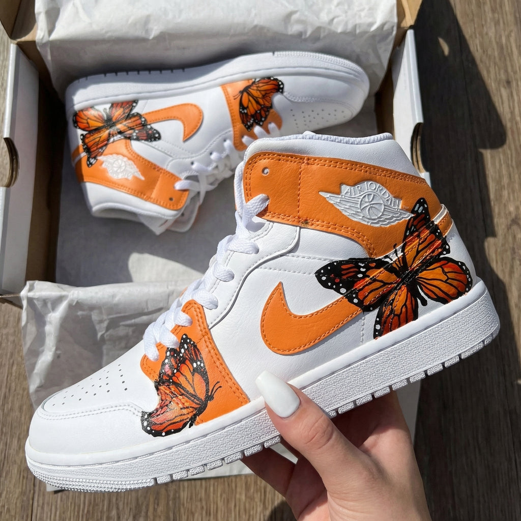 Butterflies Orange Custom Air Jordan 1